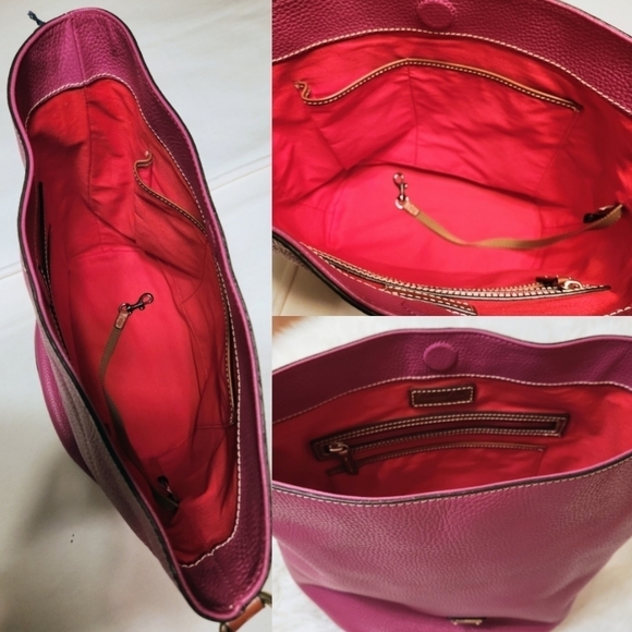 Dooney & Bourke Thea Feed | NWT Pebble Leather Large Bucket Bag Pink - Picture 7 of 12